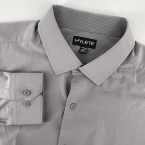 HYLETE Mens XL Gray Long Sleeve Button Up Performance Dress Shirt